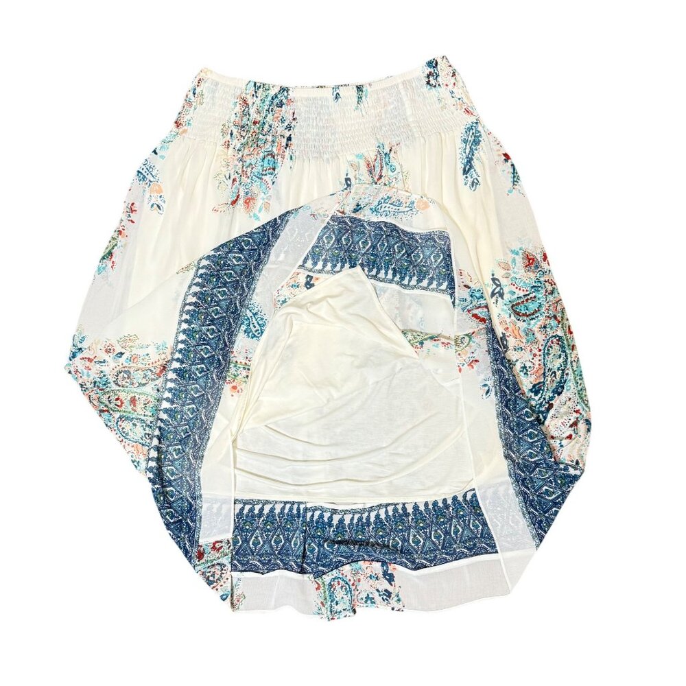 J. Jill Womens White Boho Floral Print Smocked Waist Skirt L - Picture 3 of 6